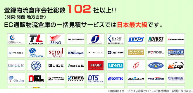 登録物流倉庫会社総数102社!!物流倉庫の一括見積サービスでは日本最大級です。