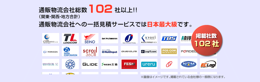 通販物流会社総数102社！！通販物流会社の一括見積サービスでは日本最大級です。